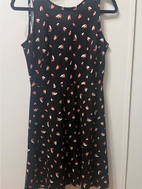 Ann Taylor Factory Petite Black Dress with Floral Accents